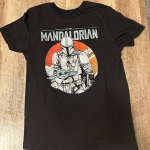 The Mandalorian Star Wars Mando Grogu Large Black T-Shirt Lucasfilm - Fifth Sun